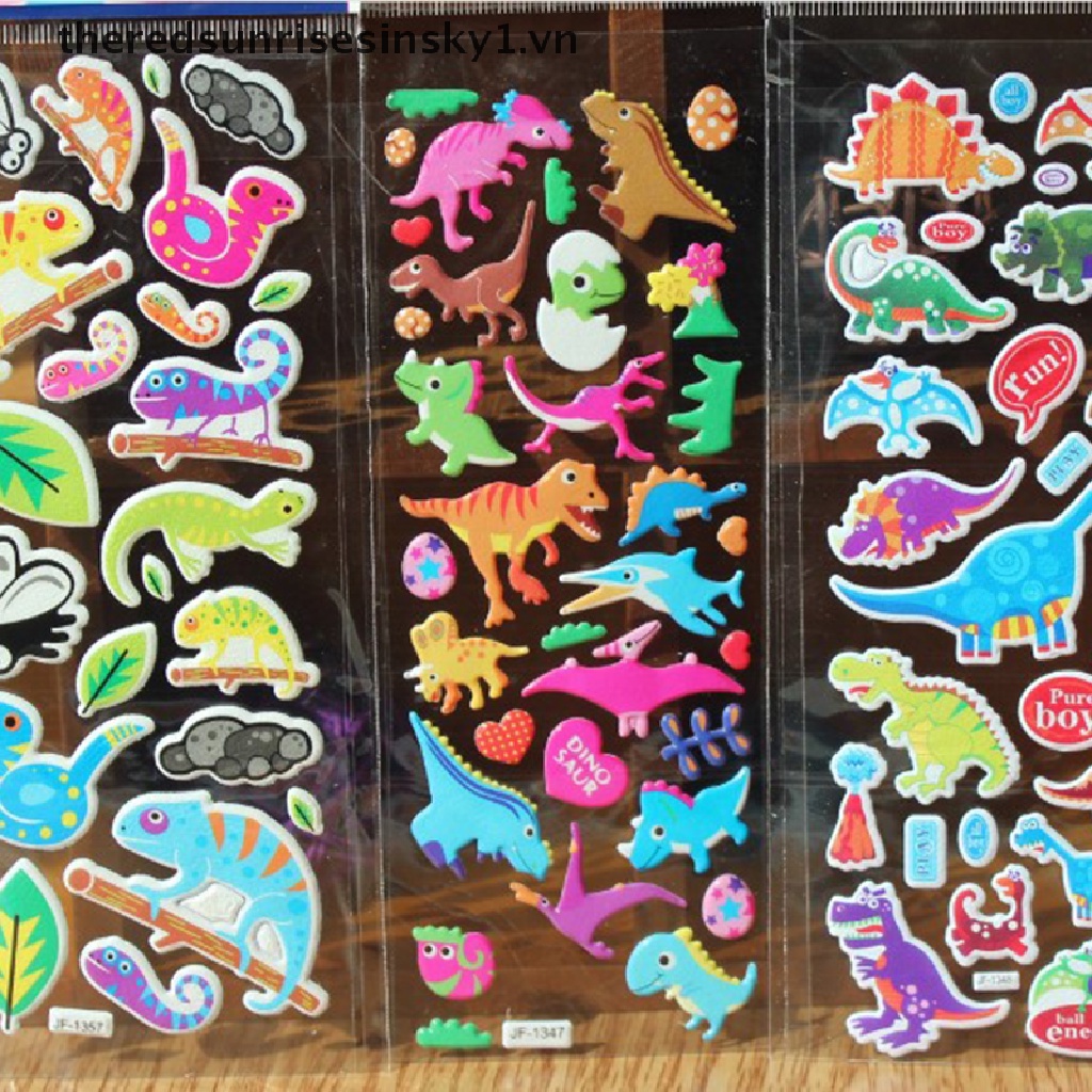 Set 10 tấm sticker dán trang trí hình hoạt hình 3D cho bé trai