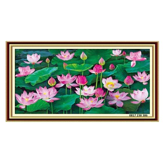 Tranh đính đá phong cảnh đầm sen Y8290 (100 x 65 cm), Y8291 (150 x 80 cm)