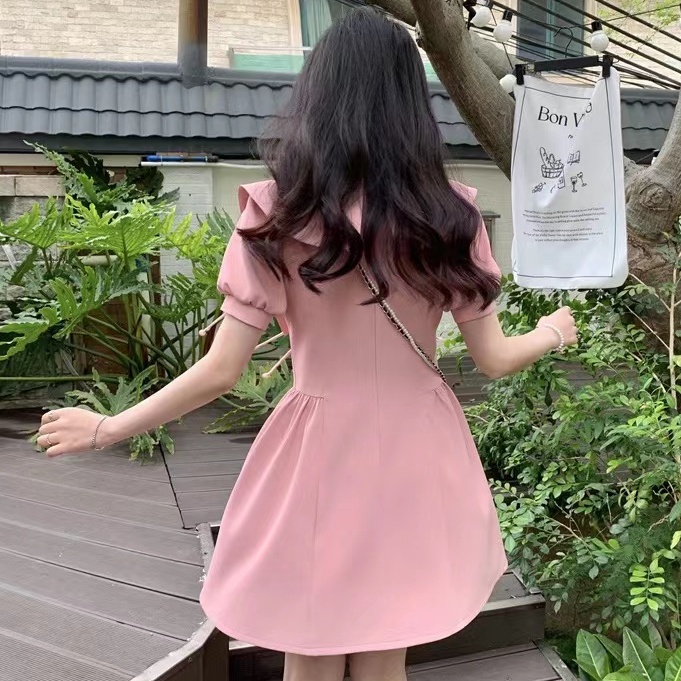 Đầm Phối Nút Thắt Nơ Màu Tương Phản Phong Cách Pháp Thời Trang Mùa Hè Dành Cho Nữ Plus Size