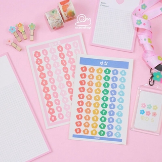 Sticker bảng chữ số Huamo làm Bullet Journal (1 tấm) (Ocsenshop)