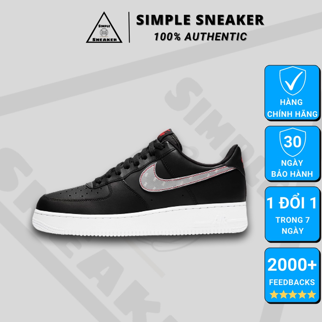 Giày Nike Air Force 1FREESHIPHàng Chính Hãng - Giày Sneaker Nike AF1 Core Black 3M Chuẩn Auth- Simple Sneaker