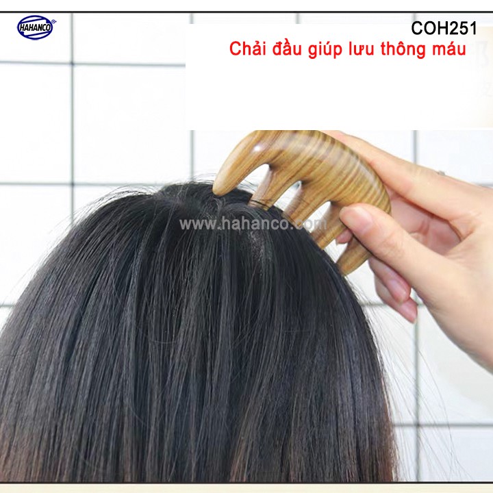 Lược gỗ thơm 5 răng massa đầu giúp lưu thông máu đả thông kinh mạch (Size: S -10cm) rất tốt cho sức khỏe (COH251)HAHANCO