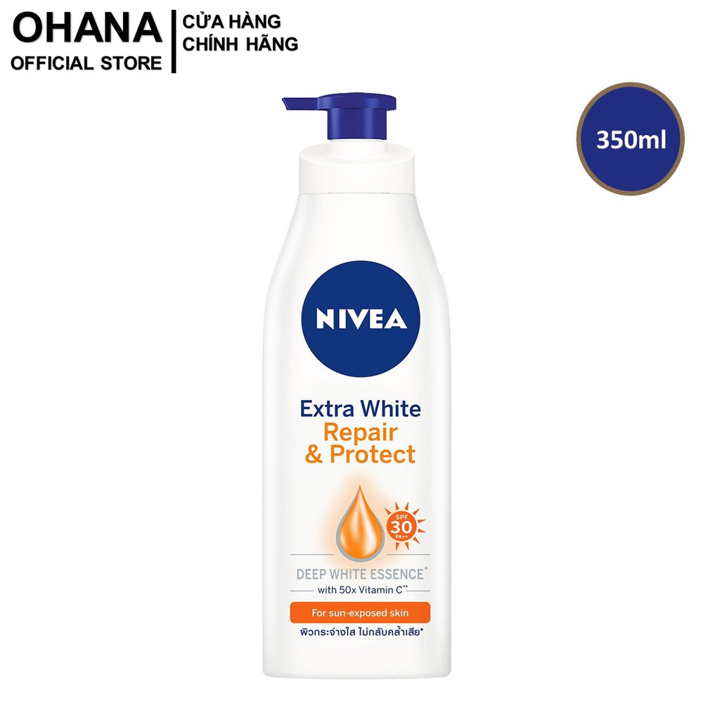 Sữa Dưỡng Thể Dưỡng Trắng, Phục Hồi Và Chống Nắng Nivea Extra White REPAIR &amp; PROTECT SPF30 PA++ - 350ml Vòi Cam - 88311