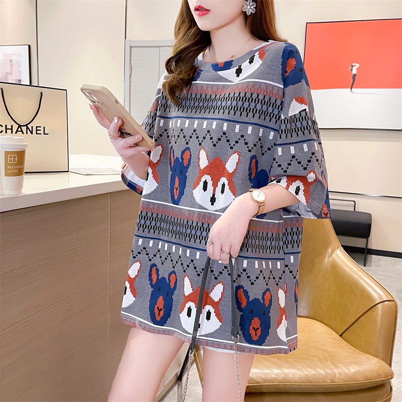 Korean version of loose fashion print trend short-sleeved T-shirt woman