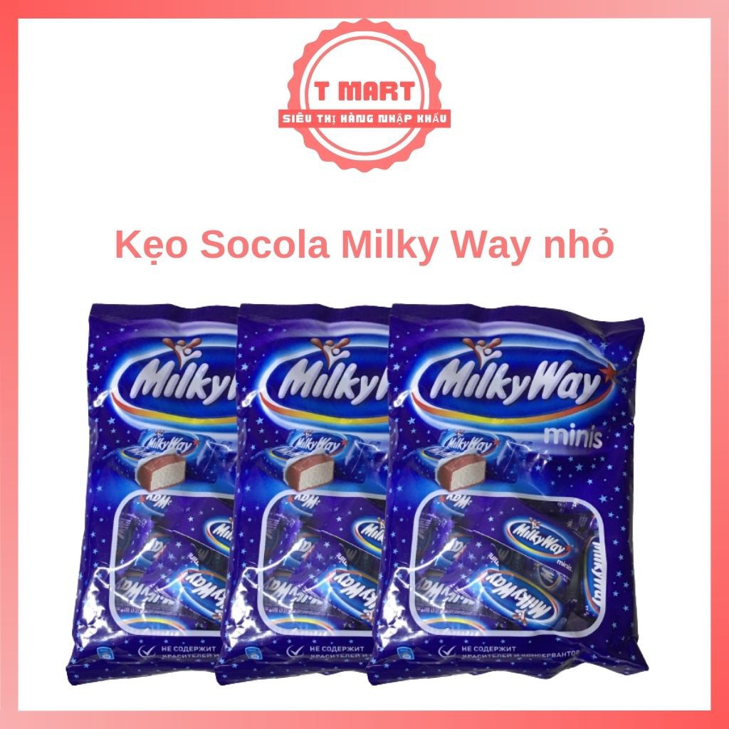 [NEW- Sale 50%] Kẹo socola sữa bọc nougat Milky Way Nga ngon dai dai, socola sữa nguyên chất thanh ngọt, date 12 tháng