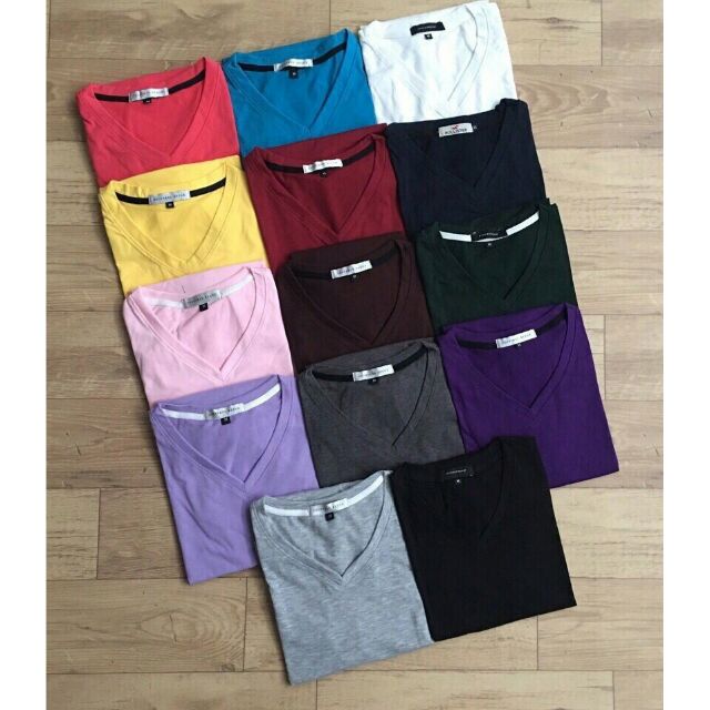 ÁO THUN CỔ TIM TRƠN COTTON CAO CẤP (14 màu)