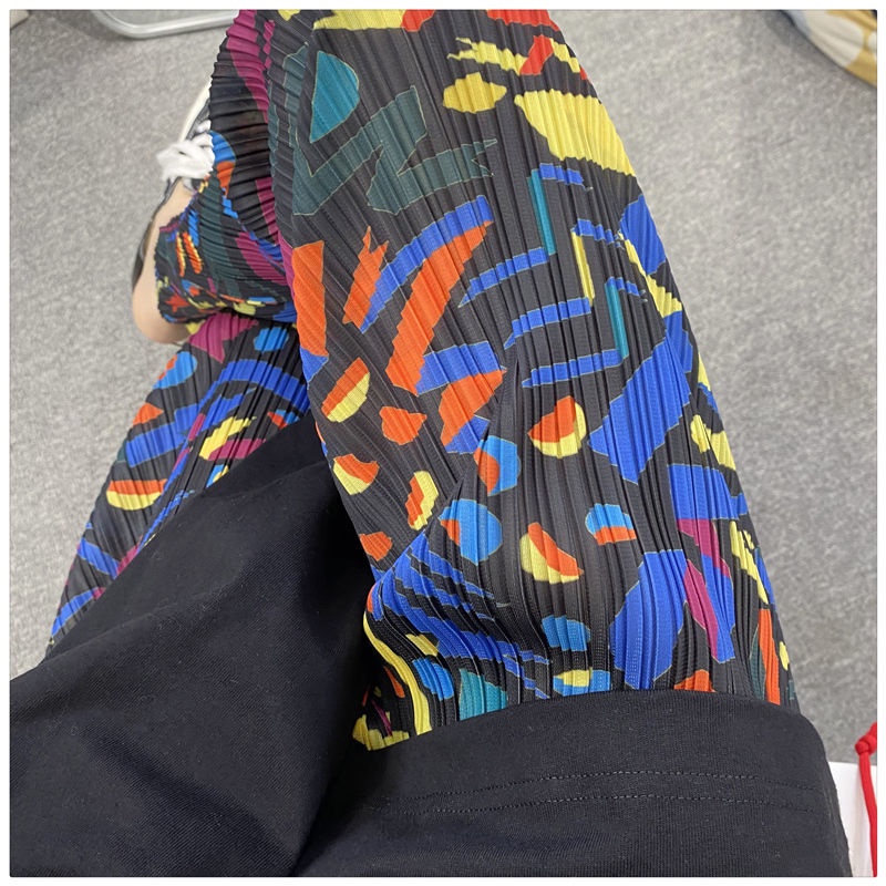 Quần xếp ly JSC vải lụa lạnh xếp ly in họa tiết graffiti thời trang mùa hè