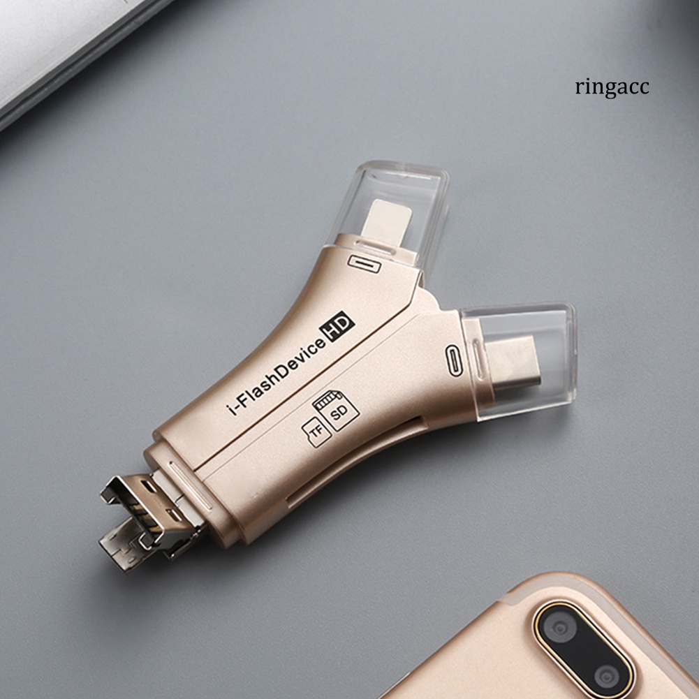 Đầu đọc thẻ nhớ đa năng 4 trong 1 3.0 OTG TF thích hợp cho PC / Iphone / Android Type-C