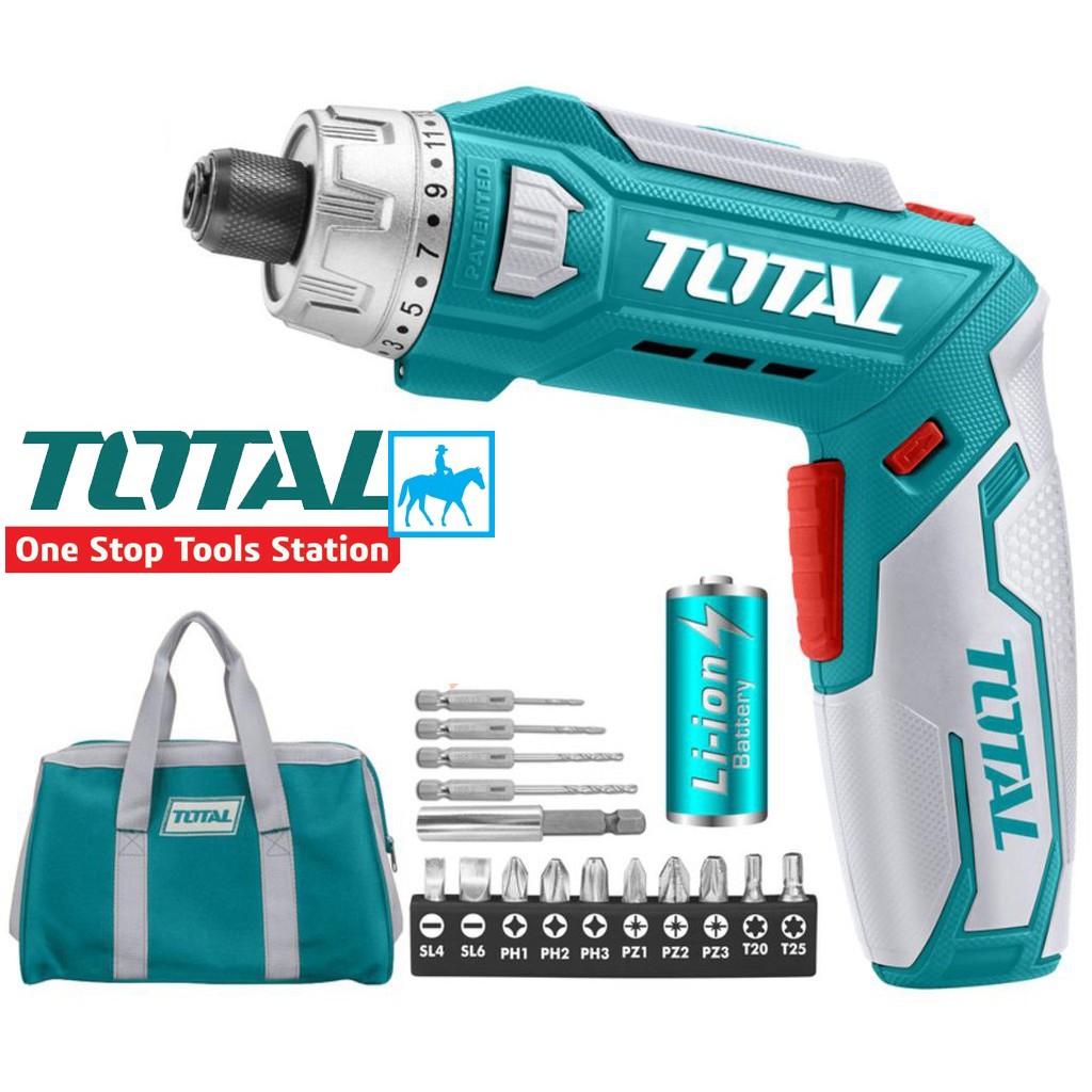 TOTAL Máy Bắt Vít Siết Vít Cầm Tay Dùng Pin Sạc 8V TSDLI0801 Bao Gồm Pin Sạc 8V và Sạc Điện Sài Gòn