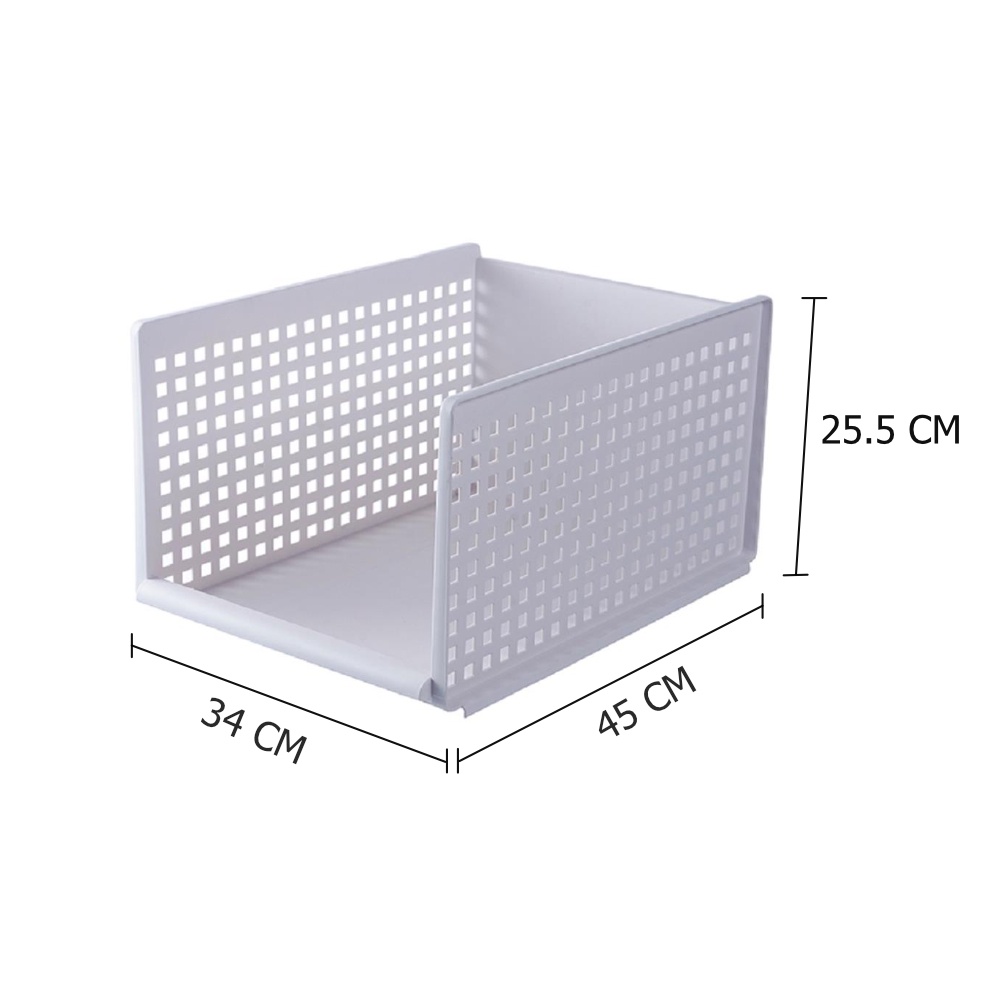 HomeBase STACKO Hộp đựng đồ bằng nhựa có thể xếp chồng lên nhau MAIE YM505 Thái Lan W34xD45xH25.3cm màu trắng