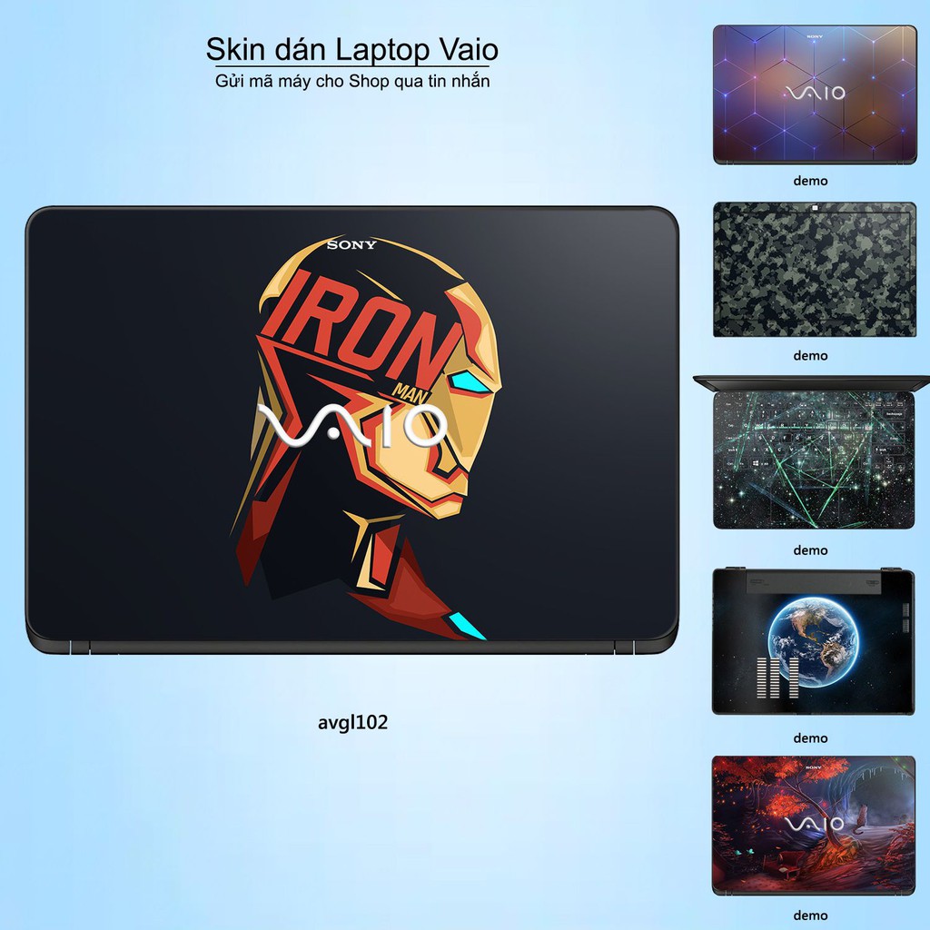 Skin dán Laptop Sony Vaio in hình iron man - Avenger - avgl102 (inbox mã máy cho Shop)