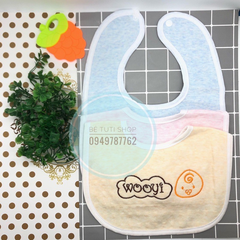 Set 3 chiếc yếm xô sợi tre 4 lớp 2 mặt Wooyi siêu thấm hút cho bé