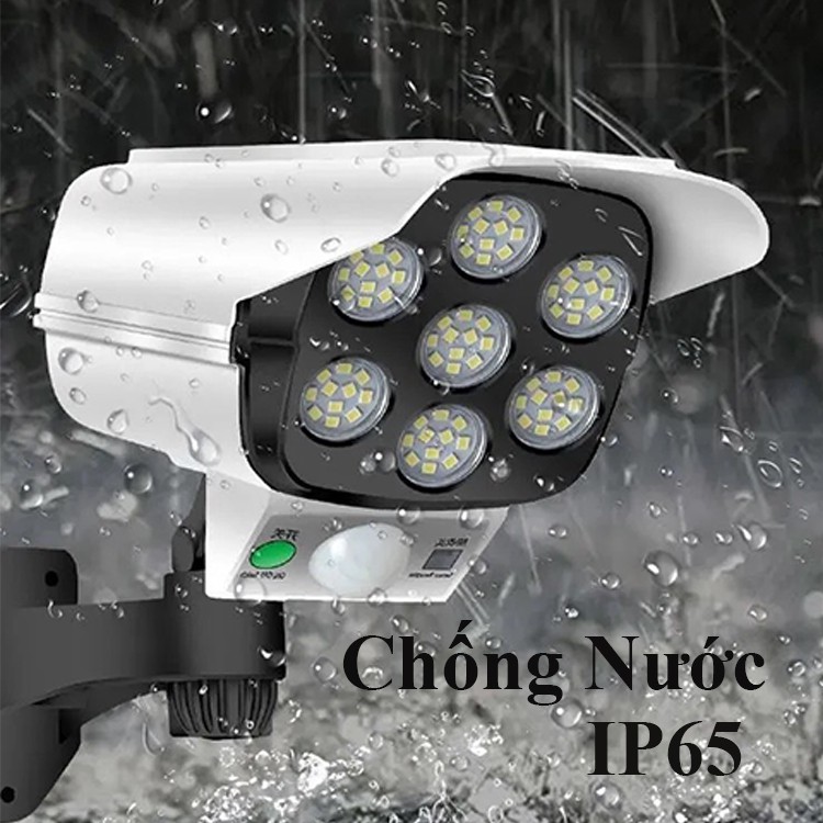 Đèn led năng lượng mặt trời giả camera chống trộm cảm biến chuyển động cảm ứng tự động bật tắt chống nước có điều khiển