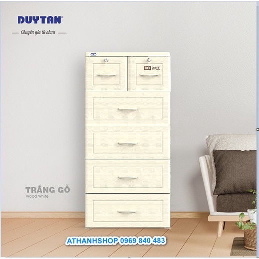 Tủ nhựa vân gỗ Duy Tân, cao 1,24m rộng 60cm, sâu 48cm; 5 tầng,6 ngăn, có bánh xe  nguyên thùng chưa lắp top đầu tủ nhựa