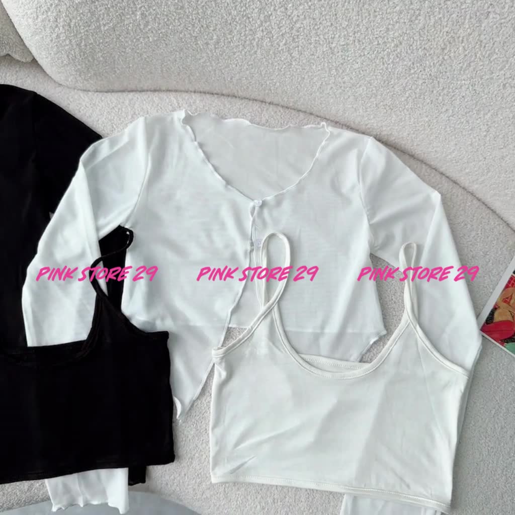 Áo kiểu croptop tay dài có kèm áo lót PINKSTORE29 dáng ôm body, phong cách quyến rũ A5548 | BigBuy360 - bigbuy360.vn