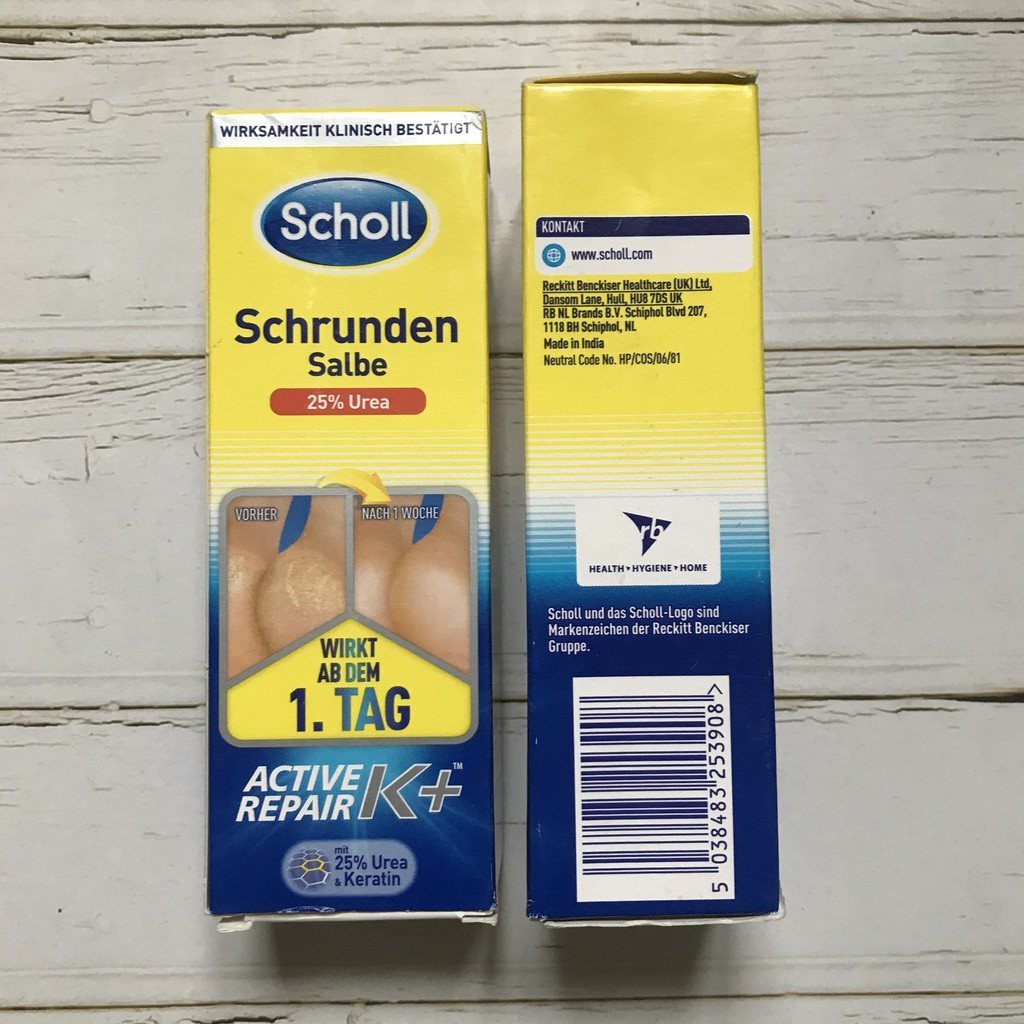 Kem hết nứt gót chân chuyên sâu Scholl Schrunden Salbe Đức 60ml [Hàng nội địa Đức]