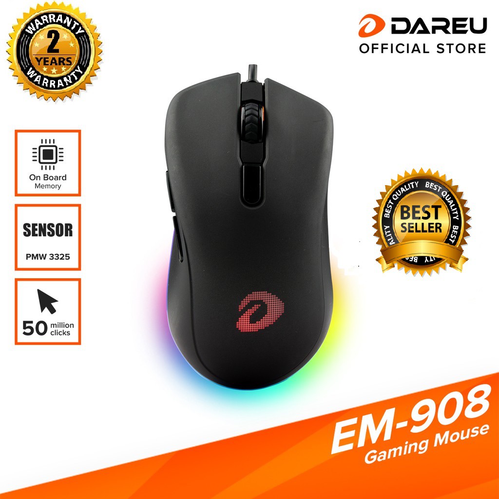 [Mã SKAMSALE03 giảm 10% đơn 200k] Chuột Gaming DAREU EM908 QUEEN PINK/ WHITE/ BLACK (LED RGB, BRAVO sensor) BH 2 năm