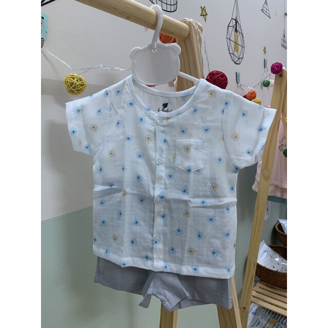 [Lullaby] Bộ cộc tay CAO CẤP cài giữa Chất Xô mát-Vân Thoáng (size 6m-4Y)