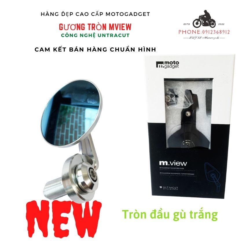 Gương Chiếu hậu mview moto gadget Kiểu Tròn- Mặt Kính Trắng