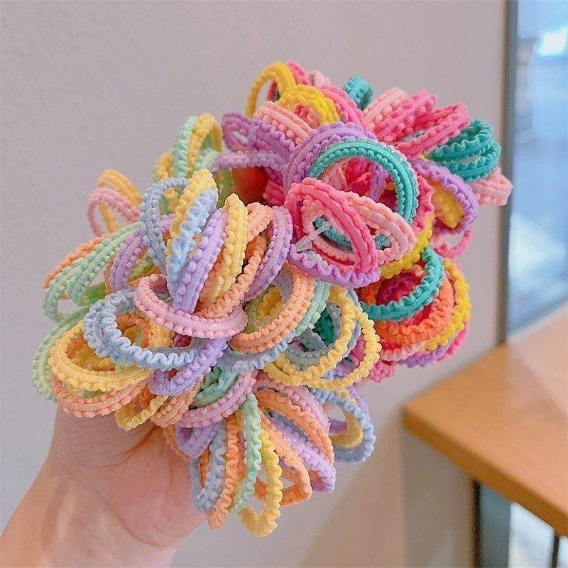 Set 5 Dây Buộc Tóc Cao Su Co Giãn Màu Trơn Đơn Giản Thời Trang Hàn Quốc