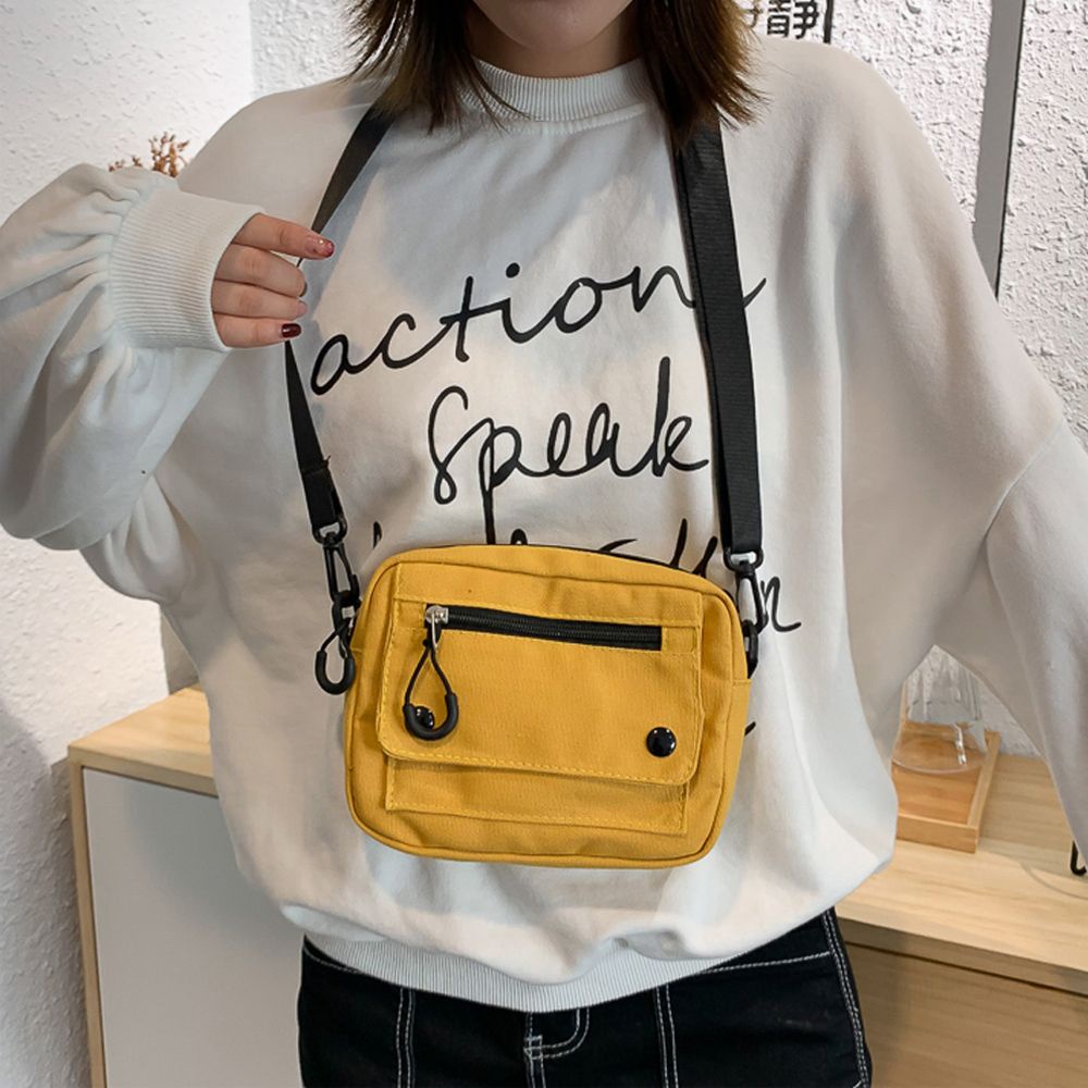 Túi vải đa năng màu trơn có khóa kéo đựng điện thoại thời trang cho nam và nữ tùy chọn màu sắc