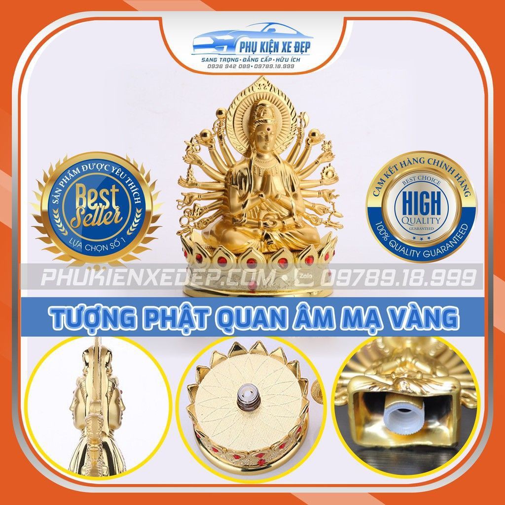 Tượng Phật Bà Quan Âm Nghìn Tay chất liệu Hợp Kim mạ vàng