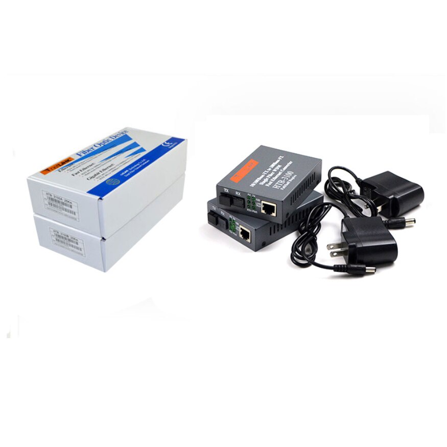 500m cáp quang 1fo gia cường bấm sẵn 2 đầu + cặp converter quang 3100AB 100M + 2 sợi dây lan