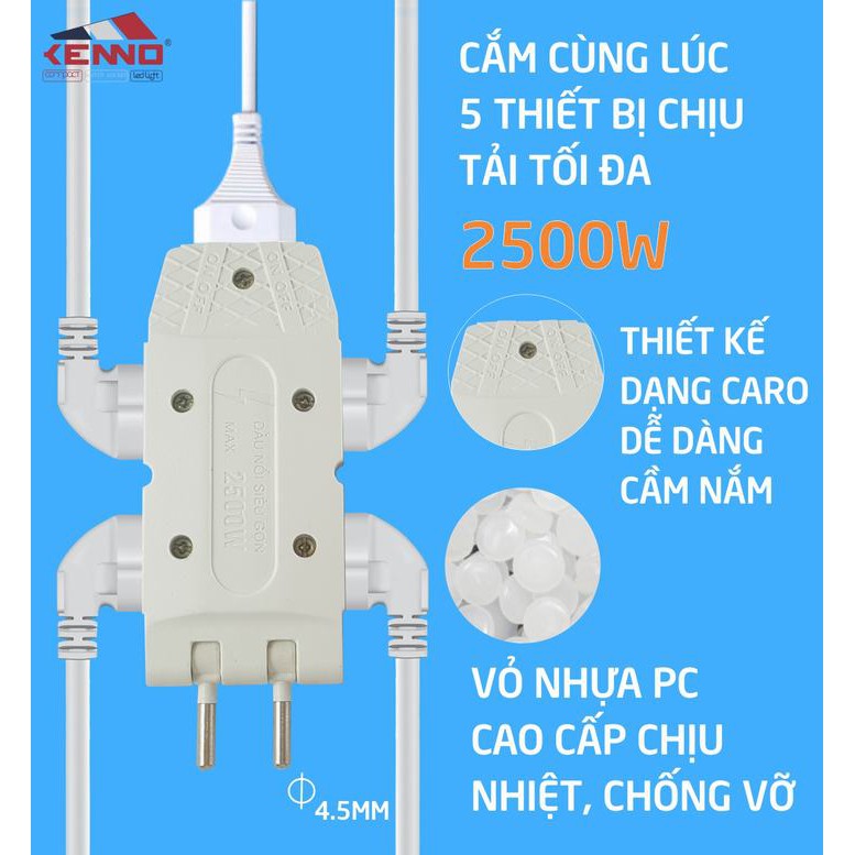 Phích cắm điện thông minh Kenno Q3 chia 1 ra 3 màu trắng