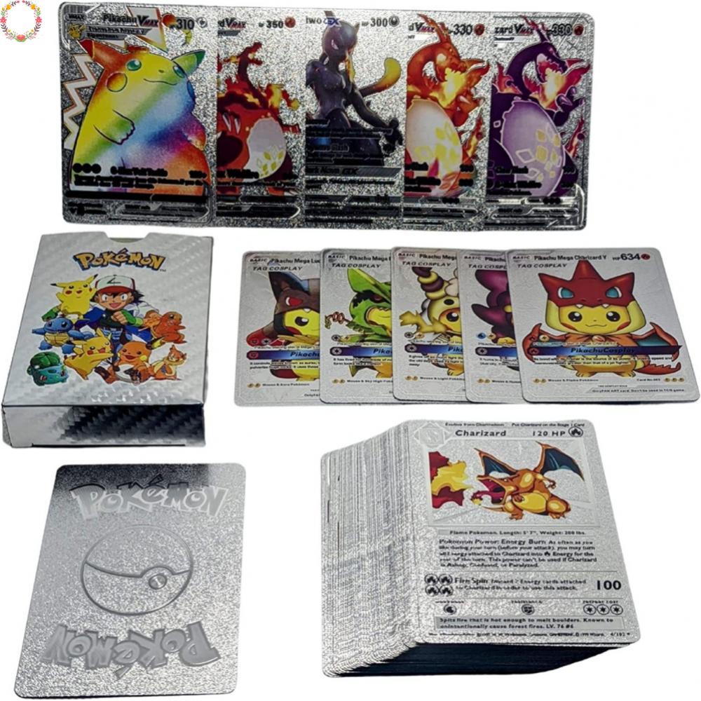 Hộp 55 Thẻ Bài Pokemon Bằng Lá Kim Loại Màu Vàng
