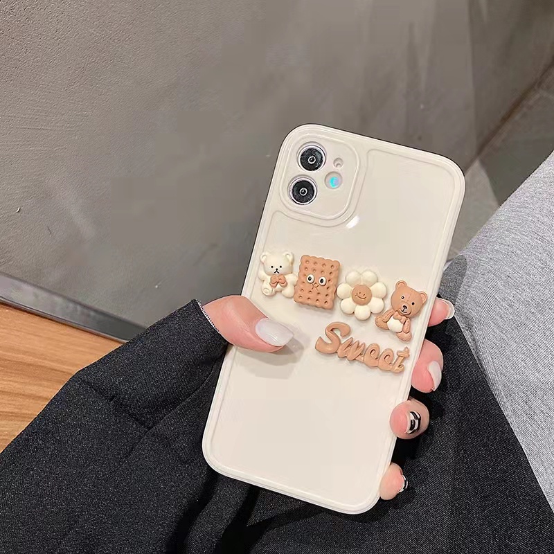 Ốp Điện Thoại Dẻo Họa Tiết Gấu &amp; Bánh Quy Dễ Thương Cho Iphone 12 pro max 11 pro max xs max xr x 7plus