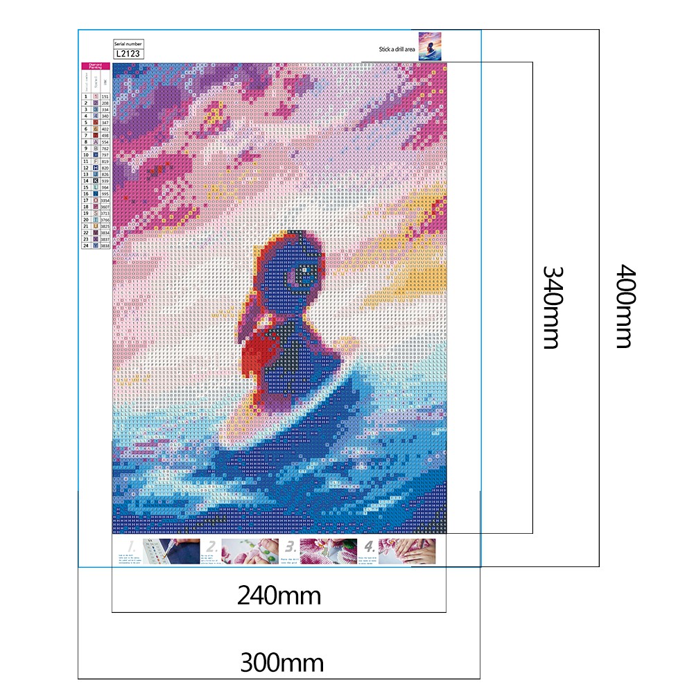 Bộ tranh đính đá 5D DIY hình hoạt hình Stitch nhiều màu để trang trí nhà