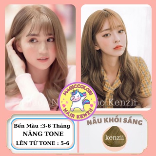 Thuốc Nhuộm Tóc Nâu Vàng Tặng Oxy Trợ Nhuộm Găng Tay Mũ Chùm Kenzii Lên Từ Tone Nâu 5 - 6