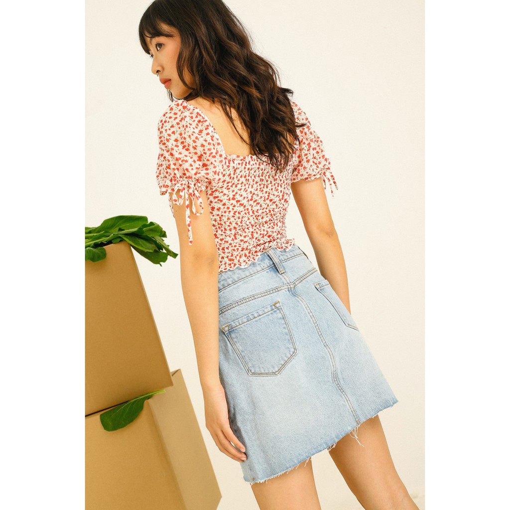 Váy jean MIEU dáng ngắn chữ A ráp cắt lai - GF07 | BigBuy360 - bigbuy360.vn