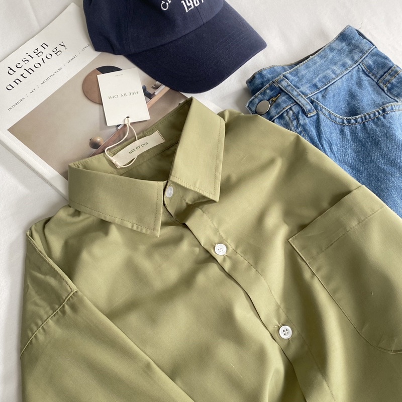 ÁO SƠ MI NAM - HEE BY OHI - Màu Trà Xanh Matcha Cotton Chống Nhăn
