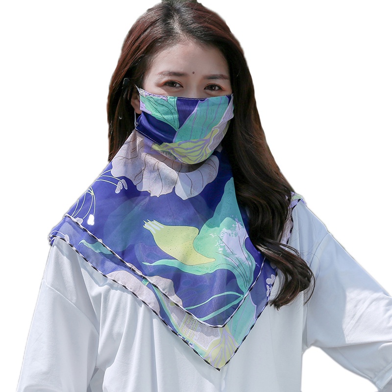 Khẩu Trang Lớn Che Mặt Chống Tia Cực Tím Bằng Vải Voan In Hoa Có Thể Giặt Và Tái Sử Dụng