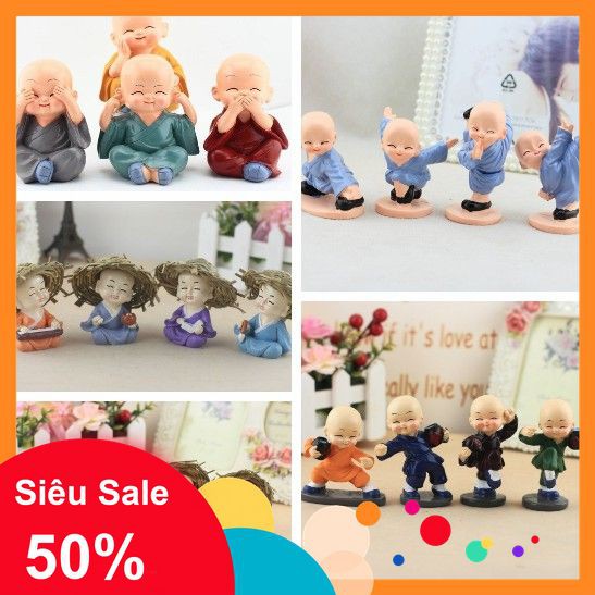 BỘ TƯỢNG 4 CHÚ TIỂU MÚA VÕ - TỨ KHÔNG - CẦM KỲ THI HỌA - ĐỘI NÓN CỰC ĐẸP [SALE]