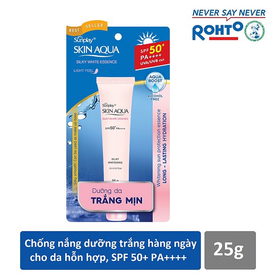 Tinh chất chống nắng dưỡng trắng Sunplay Skin Aqua Silky White Essence SPF 50+ PA+++ 25g