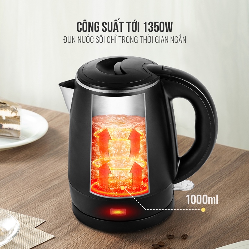 Ấm đun nước siêu tốc Smartcook  KES-3865 1L 1 Lít - Hàng chính hãng