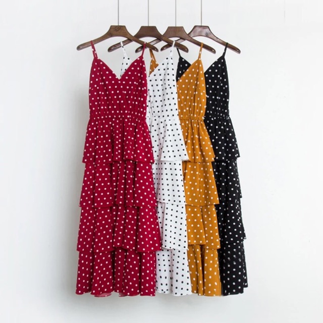 váy chấm bi 3 tầng ( free size )