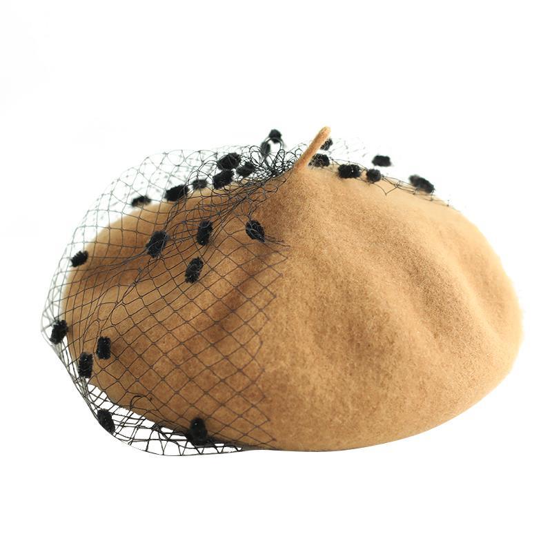 Nón Beret Len Phối Lưới Thời Trang Thu Đông Dành Cho Nữ