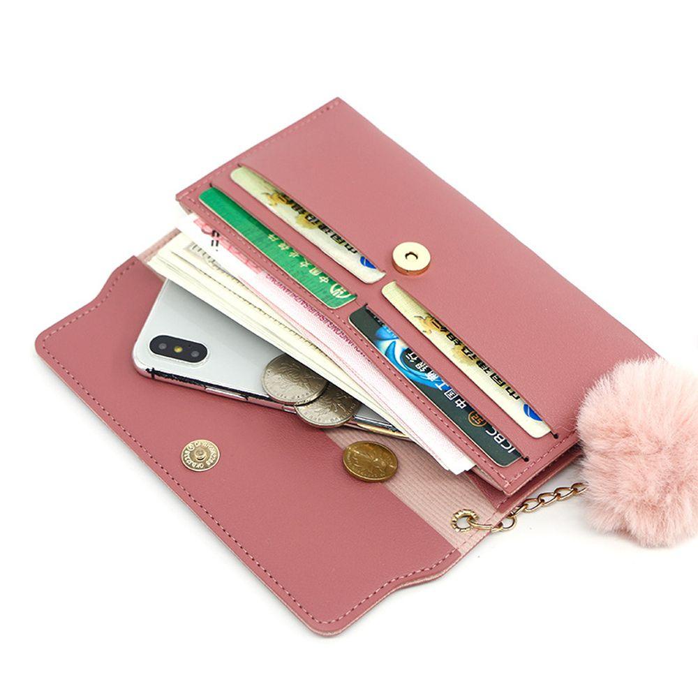 SOMEDAYZL Ví Da PU Cầm Tay Màu Trơn Đính Nơ Bướm Đơn Giản Phong Cách Retro Cho Nữ