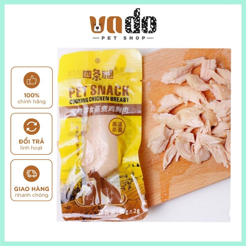 Ức gà tươi dinh dưỡng Pet Snack cho chó mèo- ức gà hấp ăn liền cho chó mèo thơm ngon 40gr