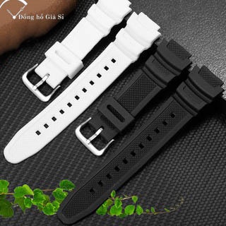 Dây đeo đồng hồ cao su khóa bạc cho Casio GSHOCK AE 1000 W-735H SGW300H AE1200 size 18mm