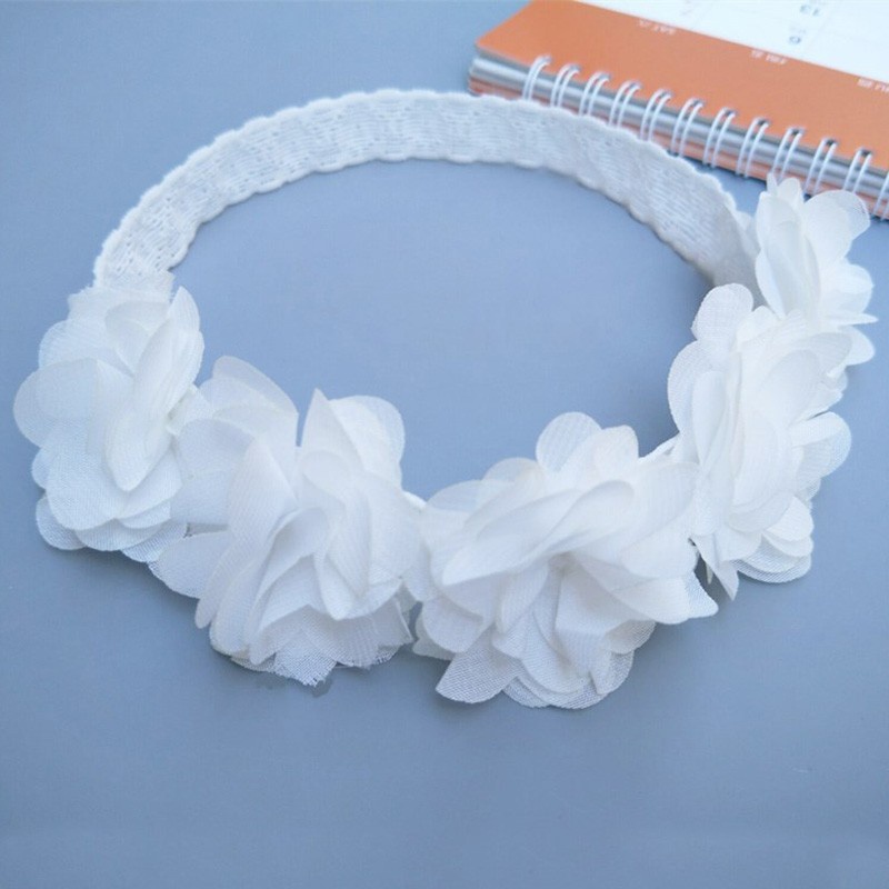 Băng Đô Vải Voan Mềm Co Giãn Màu Trơn Hình Hoa Năm Cánh Đơn Giản Dễ Thương Cho Bé