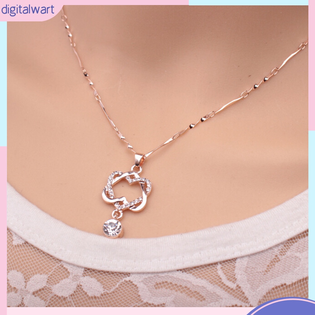 Dây Chuyền Mặt Trái Tim Đôi Đính Đá Quý Nhân Tạo Sang Trọng Cá Tính Cho Nữ