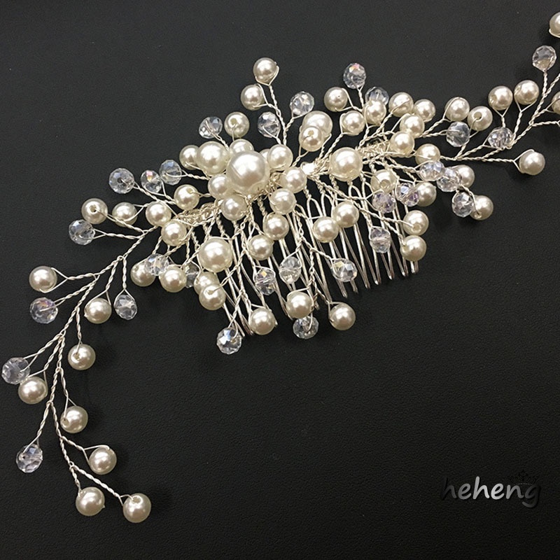 Lược Cài Tóc Cô Dâu Đính Ngọc Trai Giả Sang Trọng