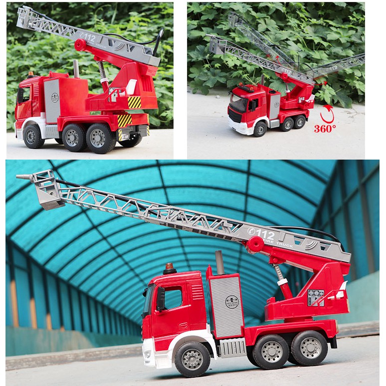 Xe cứu hỏa cỡ lớn E227-002 hãng Double E đồ chơi trẻ em phun nước được mô hình tỉ lệ 1:20 có âm thanh