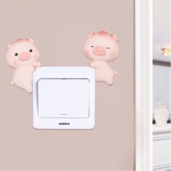 Hình dán nổi trang trí ổ điện Heo Hồng - 5cm