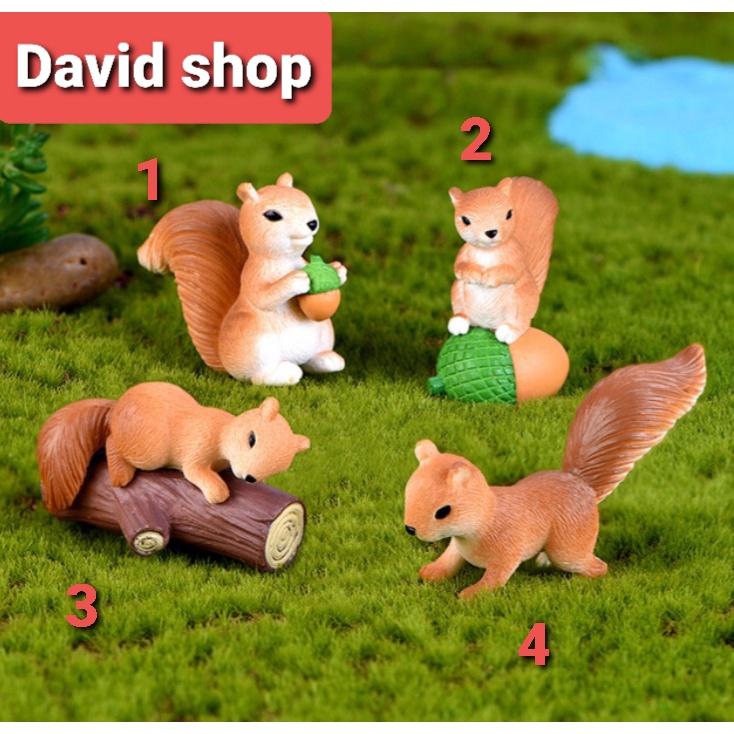 Tiểu cảnh sóc nâu- decor trang trí mô hình- terrarium tiểu cảnh- mô hình trang trí