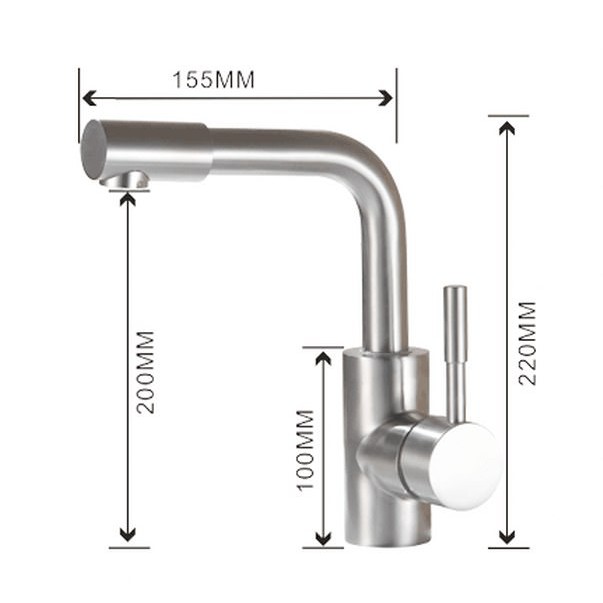 Vòi Lavabo nóng lạnh (cần vuông, đầu xoay 360) SUS304 - Cao cấp ITALIA (Kèm đôi dây cấp nước)